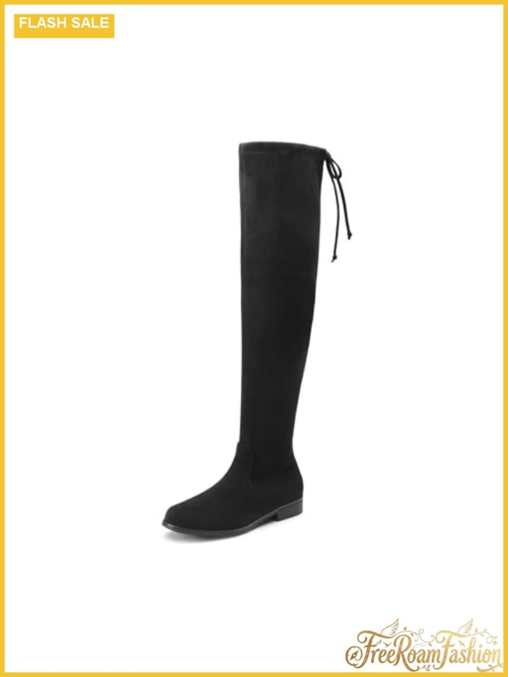 Faux Suede Over The Knee Boots Stretchy Shaft Block Heel Side Zip Womens